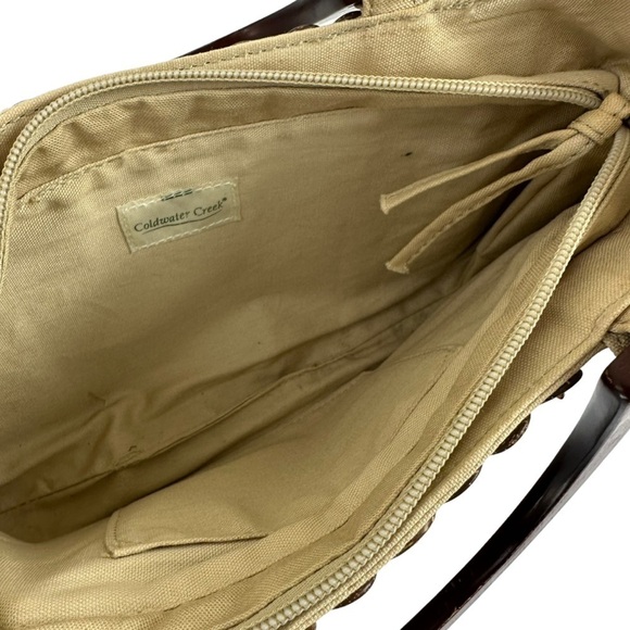 Coldwater Creek Buttons & Beads Canvas Handle Tan Handbag - Picture 7 of 7